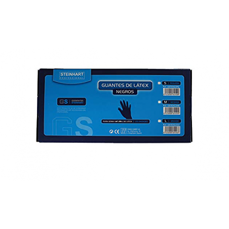 GUANTES LATEX NEGROS STEINHART 25 UNDS