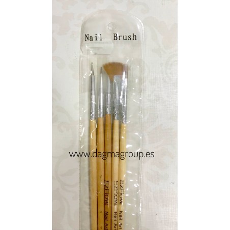 SET 5 PINCELES MADERA DECORACIÓN UÑAS - DAGMAGROUP