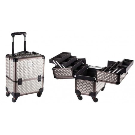 MALETIN MAQUILLAJE MEDIANO CON CARRO TITANIO - D'ORLEAC FAMA FABRE